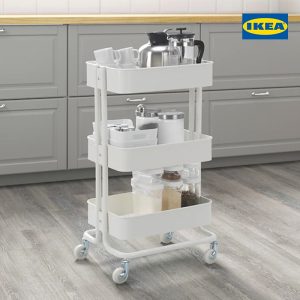 RÅSKOG Trolley, White, Black, Yellow, Grey-Green