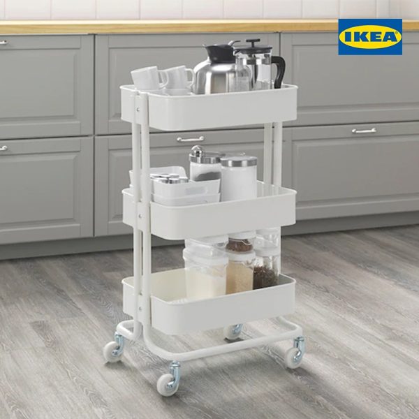 RÅSKOG Trolley, White, Black, Yellow, Grey-Green