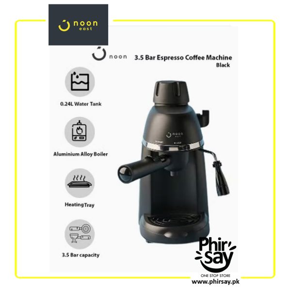 Noon East Espresso Coffee Machine - 3.5 Bar 800 W With High Pressure 0.24 Liter- Black - Image 2