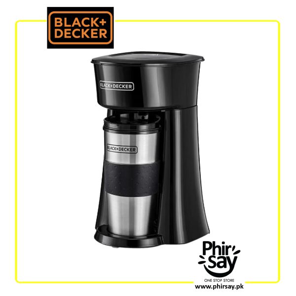 Black+Decker Coffee Machine, 1 Cup Coffee Maker, 650W, FREE Travel Mug Included - Black/Silver, 360 ml, DCT10-B5 - Image 2