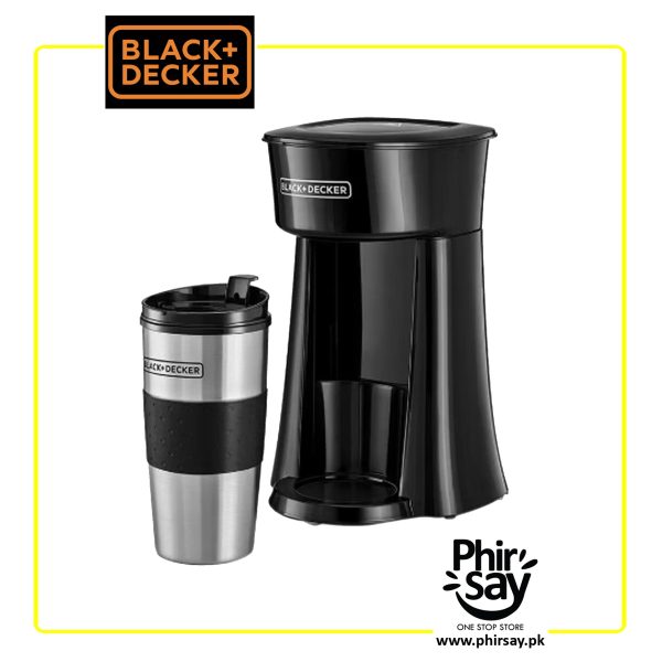 Black+Decker Coffee Machine, 1 Cup Coffee Maker, 650W, FREE Travel Mug Included - Black/Silver, 360 ml, DCT10-B5 - Image 4