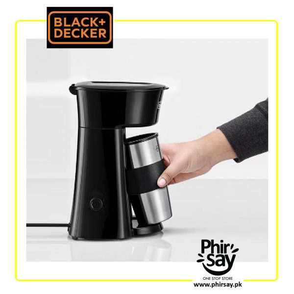 Black+Decker Coffee Machine, 1 Cup Coffee Maker, 650W, FREE Travel Mug Included - Black/Silver, 360 ml, DCT10-B5 - Image 5