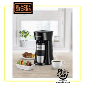 Black+Decker Coffee Machine, 1 Cup Coffee Maker, 650W, FREE Travel Mug Included - Black/Silver, 360 ml, DCT10-B5