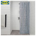 IKEA Shower Curtain, White & Blue, 180x200 cm